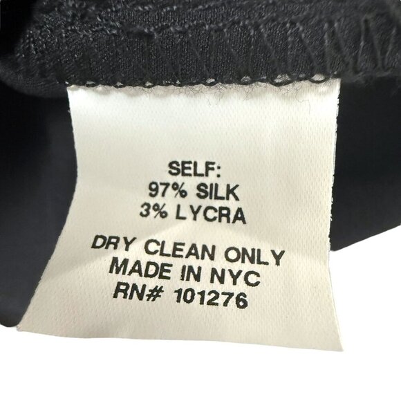 Foley Corinna Silk Mini Dress Black Gray Satin Lycra Evening Party Wear V-Neck S - Picture 10 of 10